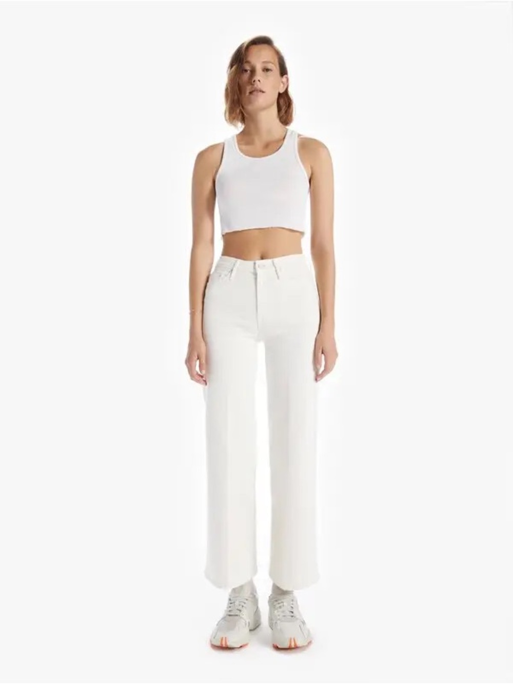 Mother The Roller Ankle Jeans Wide Leg High Rise Cream Puffs Off White Size 29